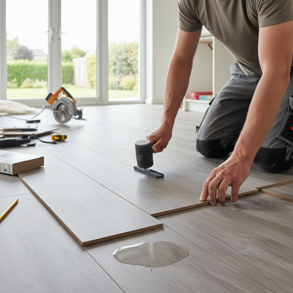 8mm Moisture Resistant Laminate Flooring - Stone Paved Lo...
