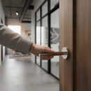 Round Lever Door Handle with Dual-Finish Satin Nickel