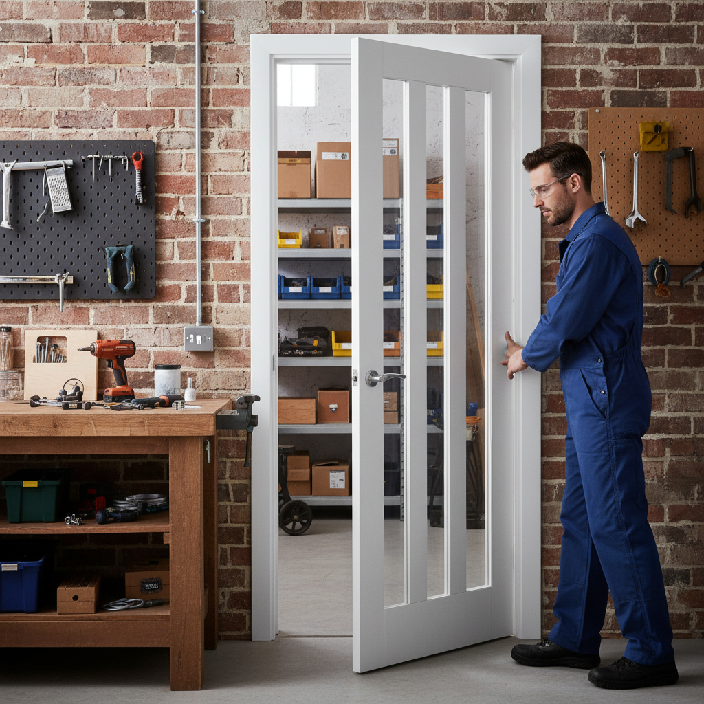 Internal White Door with 3 Clear Glass Panes, Solid Core ...