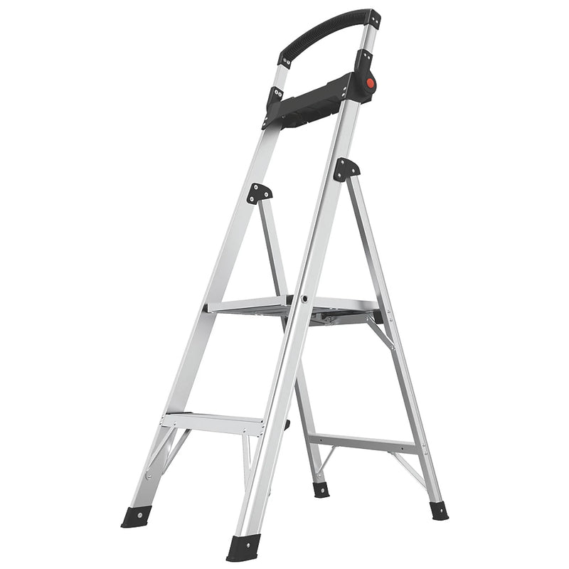 Heavy Duty Aluminium 2-Step Platform Ladder With Handrail For Safety & Stability