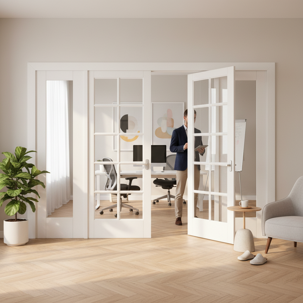 Internal Room Divider Set with Clear Glass Panels