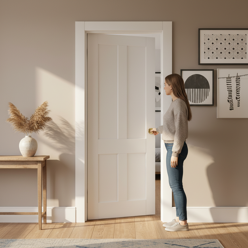Internal Primed Flat Victorian Shaker 4 Panel Door - Dura...