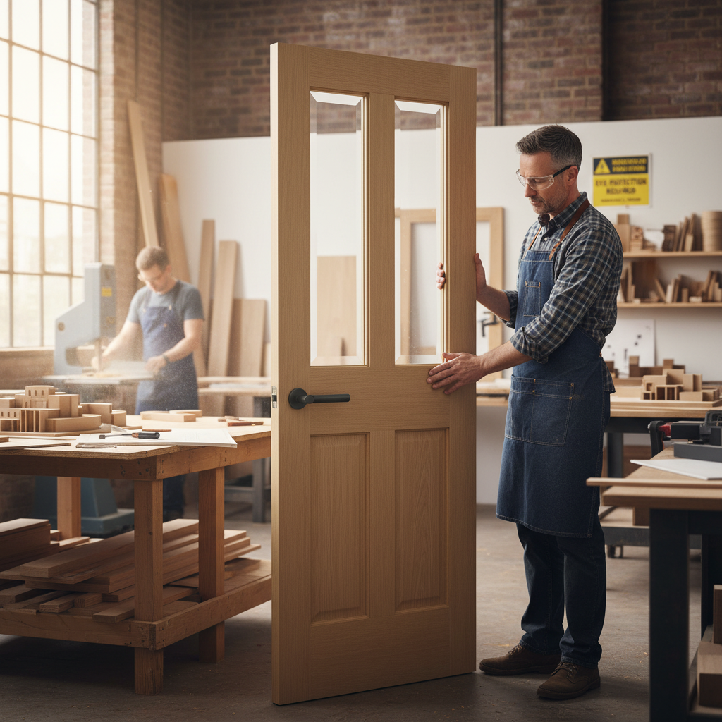 Premium Bespoke Made-to-Measure Internal Oak Door with 2 Panels and Clear Bevelled Glass for Custom Interiors