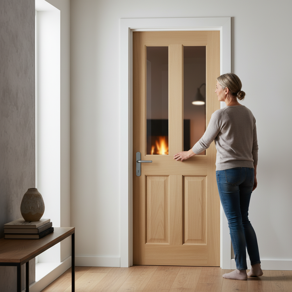 Premium Unfinished Internal Fire Door with 4 Unglazed Panes and FD30 Fire Resistance Rating for Enhanced Safety and Natural Light