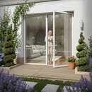 White Aluminium External French Patio Door with Clear Tem...