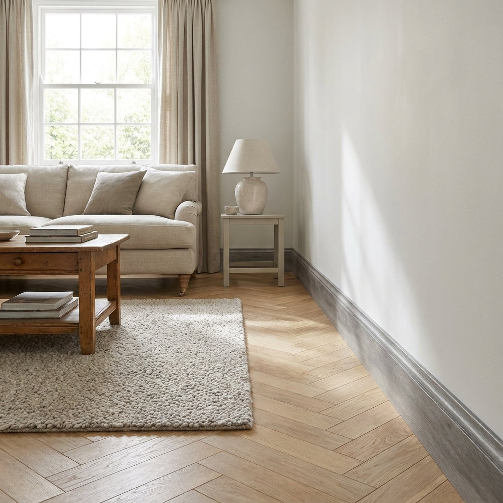 High Gloss Skirting Board Stave Oak 2400mm x 58mm x 19mm