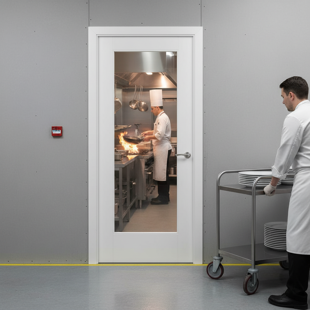Internal Primed Pattern 10 Clear Glass FD30 Fire Door