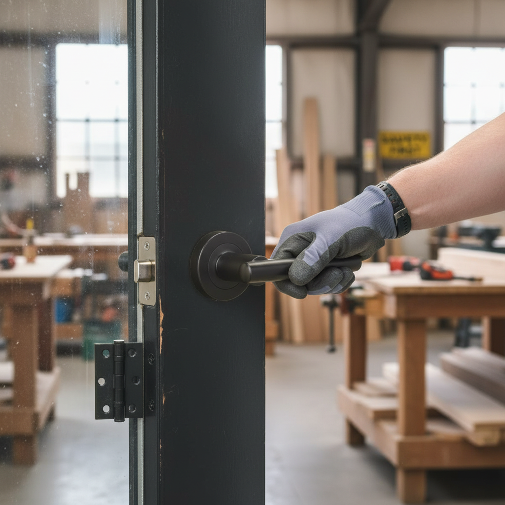 Premium Round Rose Lever Door Handle Set in Matt Black - Ergonomic Design with Single Bullet Latch for Enhanced Security