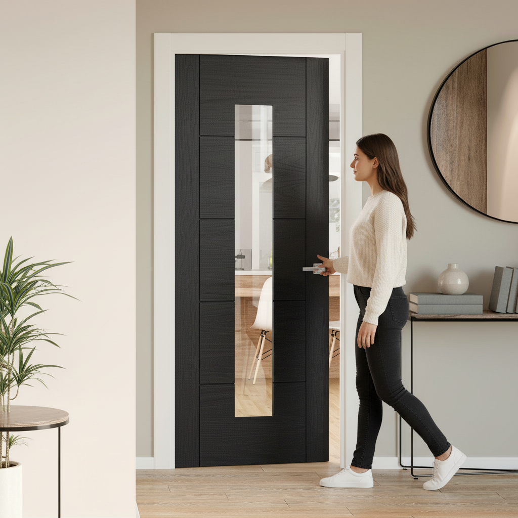 Premium Made-to-Measure Internal Oak Door with Clear Glass Panel for Modern Interiors