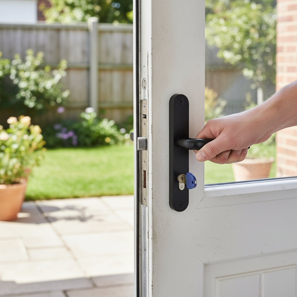 Premium External Back Door Lever Handle Set in Matt Black Finish for Enhanced Security and Modern Style
