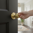 Round Reeded Mortice Door Knob with Polished Brass Finish...