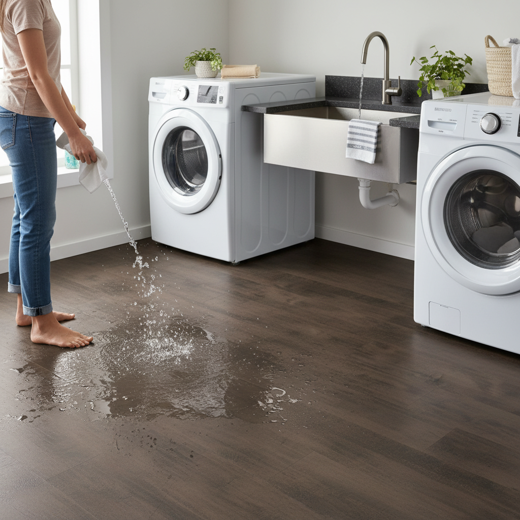 Premium 8mm Water-Resistant Laminate Flooring - Dark Brown Metal Effect with AQUA PRO Technology