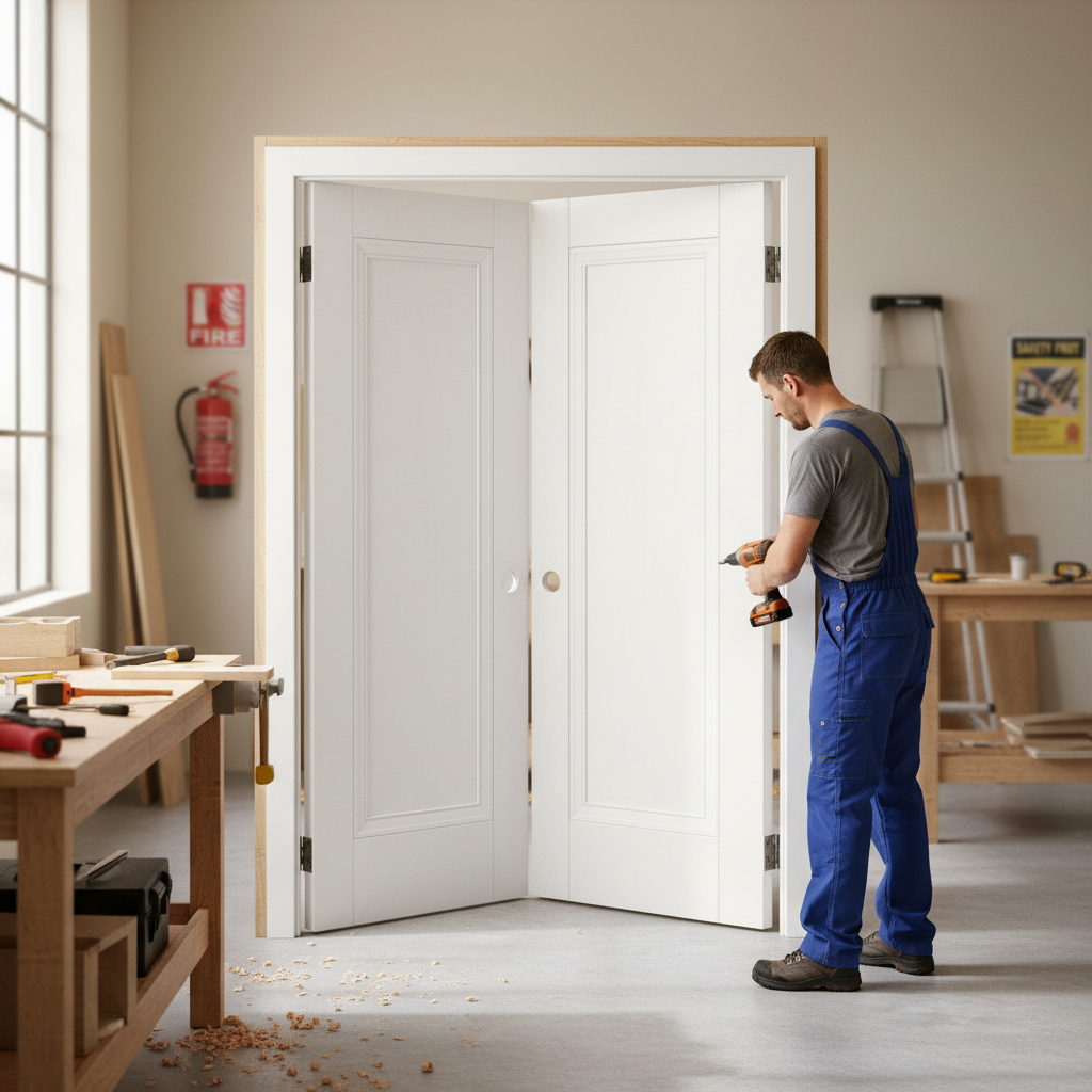 Internal White Primed Elegance Lancaster 1 Panel Pair Doo...