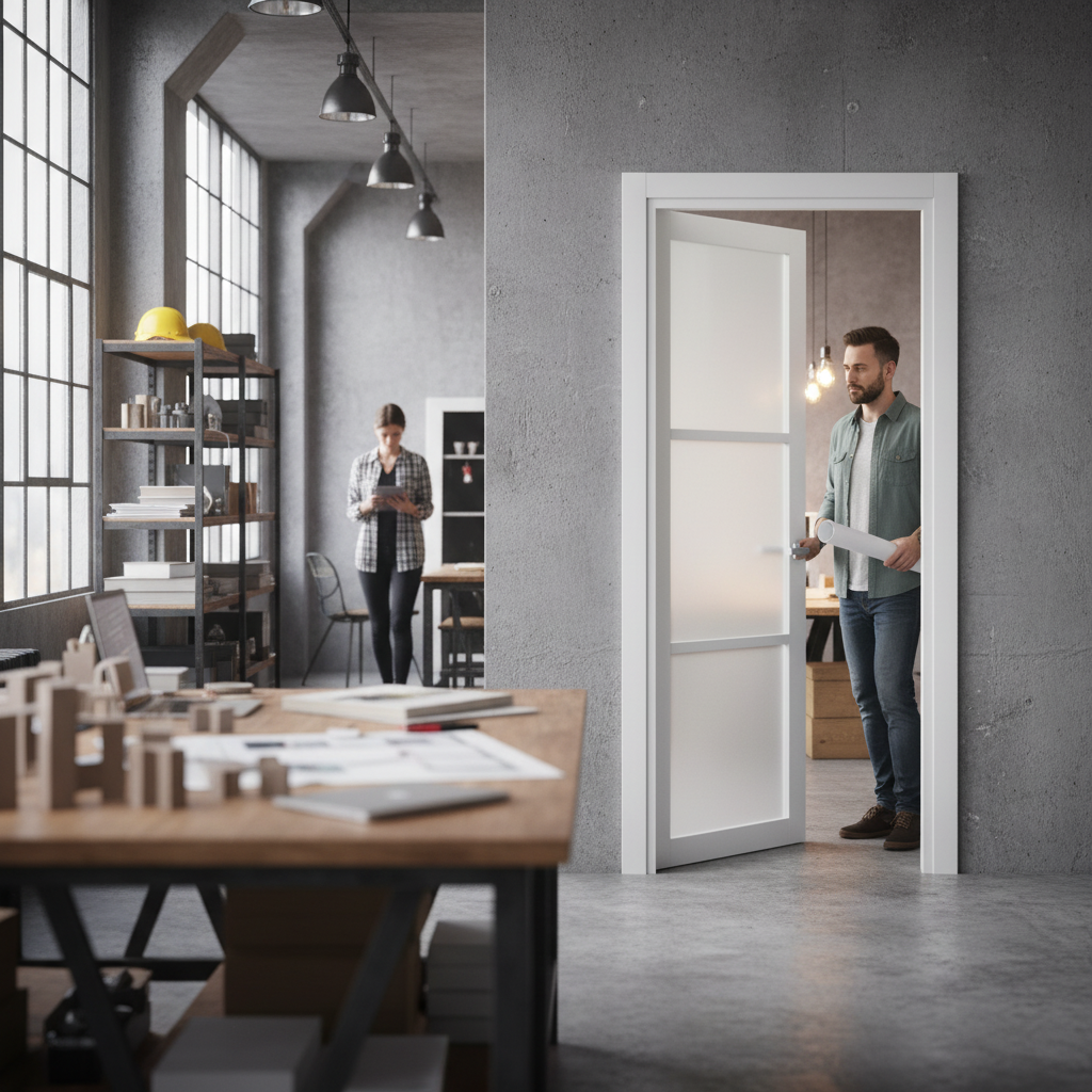 Internal Primed Industrial 3 Panel Door with Softwood Core