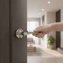 Florida Lever Handle on Round Rose in Satin