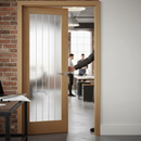 Premium Internal River Oak Thames 1 Light Door with Etched Glass - Unfinished for Custom Finishing