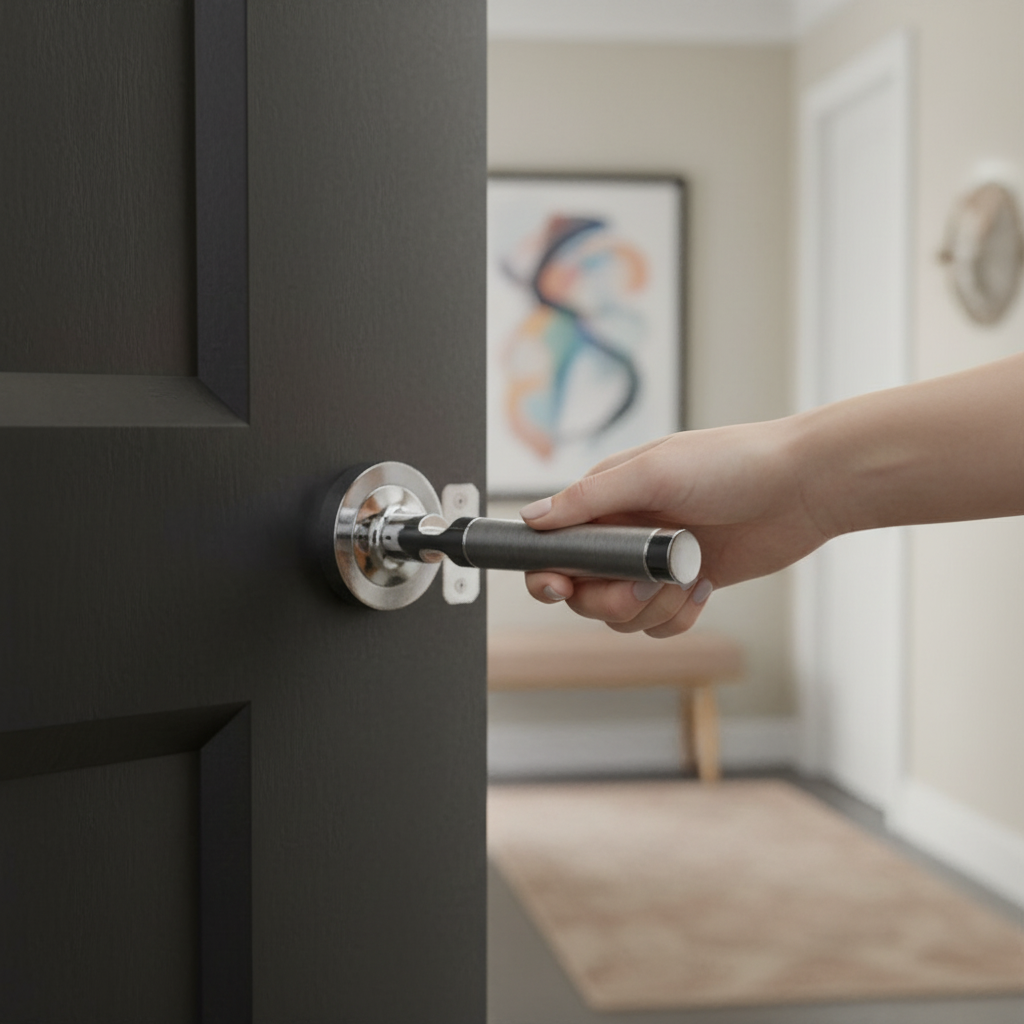 Round Lever Door Handle Set with Satin and Polished Chrom...