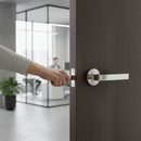Designer Round Lever Door Handle with Polished Chrome Finish