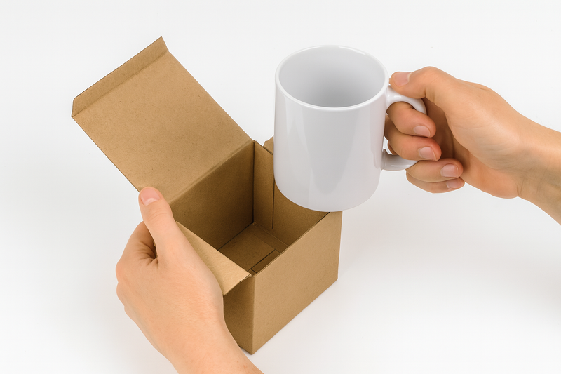 Premium Mug Packing Boxes Shock-Resistant Eco Kraft Cardboard with Built-In Compartments