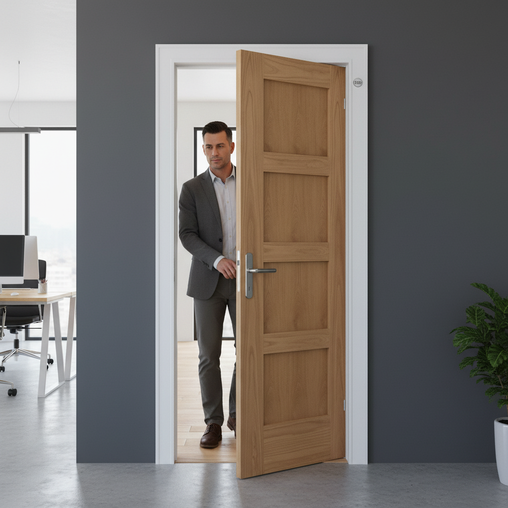 Unfinished Shaker 4 Panel FD30 Fire Door
