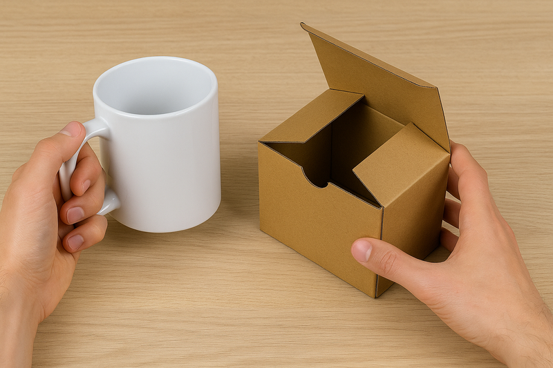Premium Mug Packing Boxes Shock-Resistant Eco Kraft Cardboard with Built-In Compartments