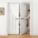 Internal White Primed 1930's Inspired 4 Panel Pair Door Set