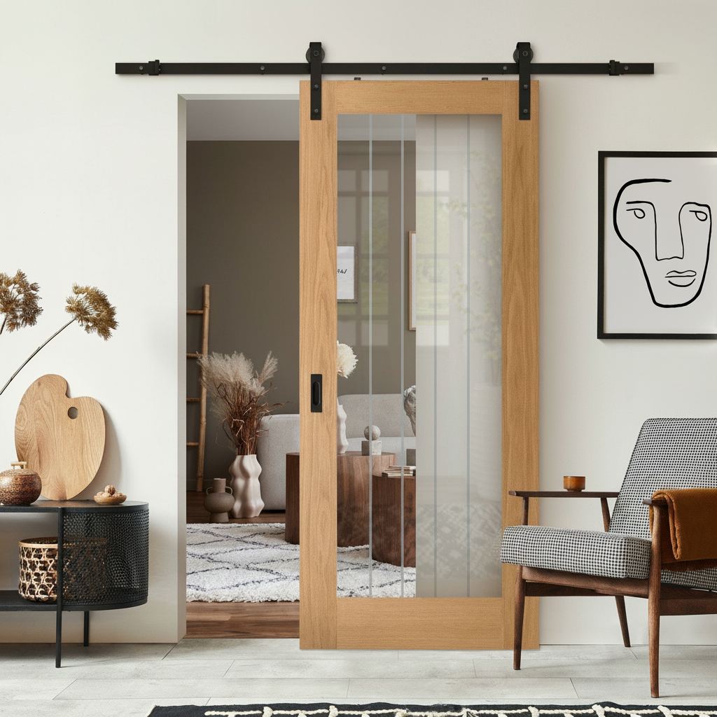 Internal Oak Finished Sliding Door