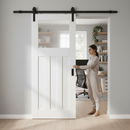 Internal White Primed Sliding Door Set with Obscure Glass