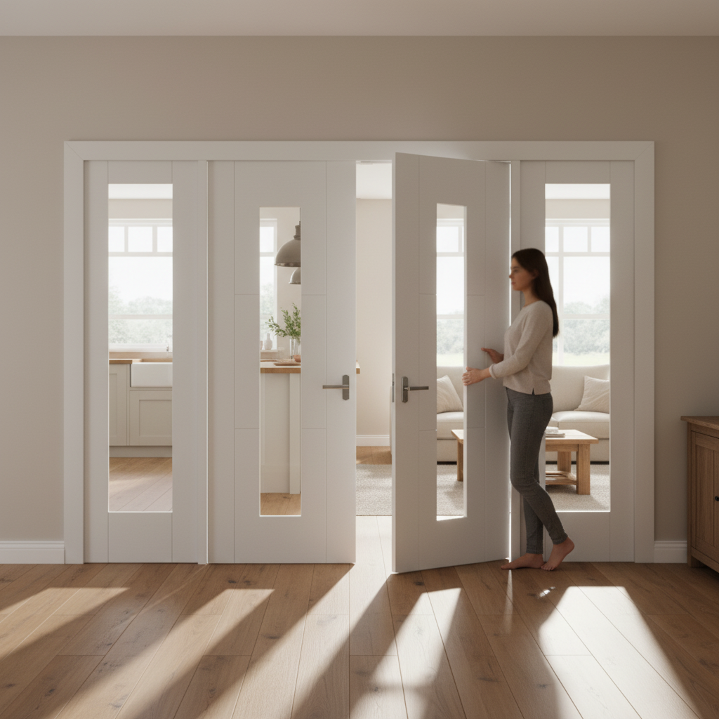 Internal Room Divider Set with Clear Glass Panels