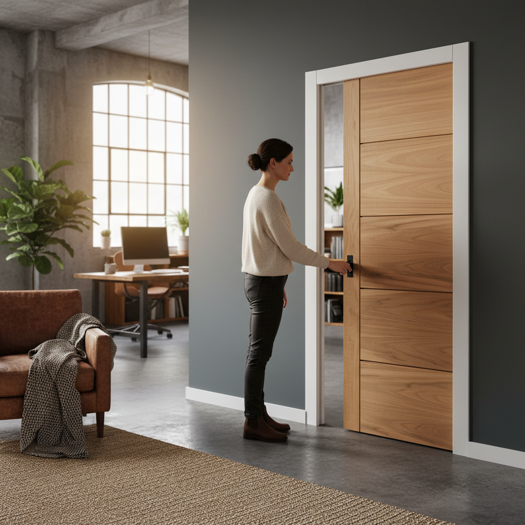Unfinished Oak 5 Panel Framed Pocket Door Set