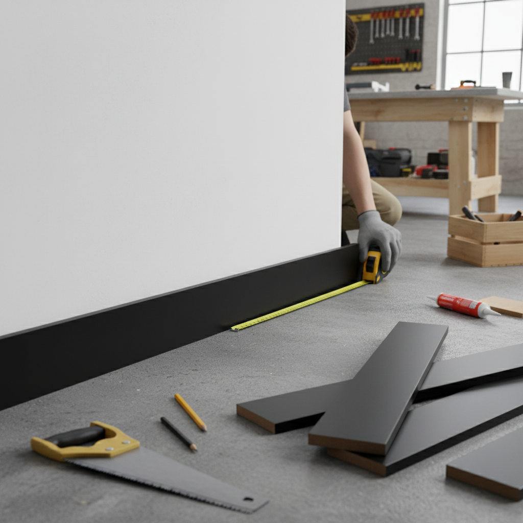 2.4m Black Primed Square Profile Skirting Board