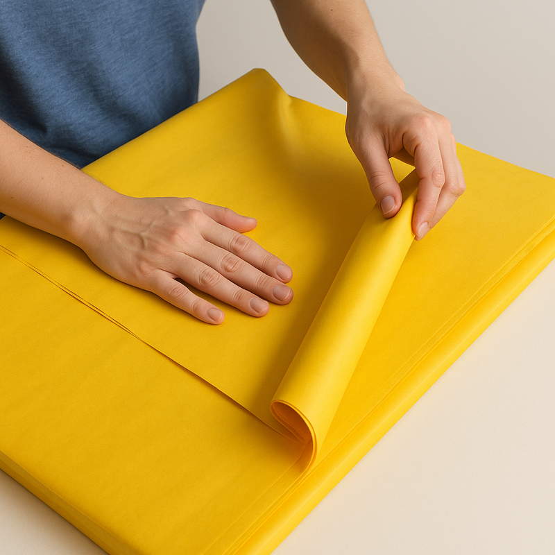 High-Performance Yellow Tissue Paper 16gsm Perfect for Gifts Clothing Crockery Retail Packaging
