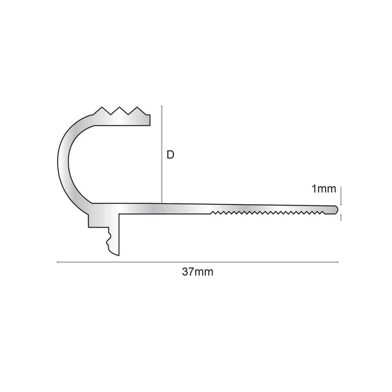 Genesis NAT Tile-In Bullnose Premium 10/12mm Matt Silver Step Edge Profile Impact-Resistant Slip-Prevention Customisable Finish