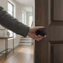 Premium Round Reeded Mortice Door Knob with 50mm Round Rose in Matt Black Finish for Traditional Style