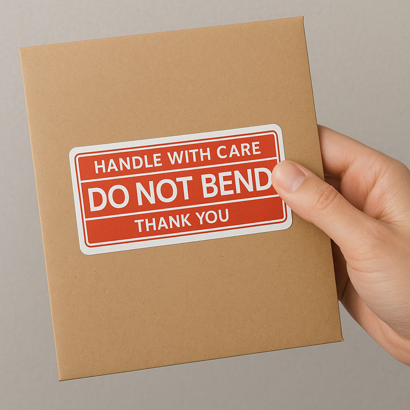 Self-Adhesive Shipping Labels 152x50mm 250 Roll Bold Red/White Stickers for Fragile Flat Packages