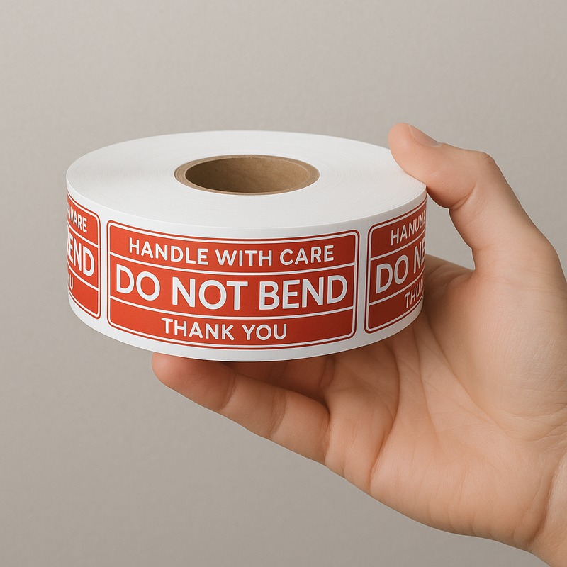 Self-Adhesive Shipping Labels 152x50mm 250 Roll Bold Red/White Stickers for Fragile Flat Packages