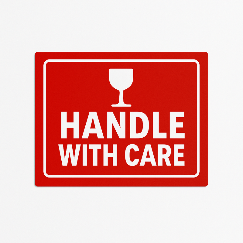 Premium Stickers 250 Roll Red &amp; White Adhesive Labels for Fragile Package Safety