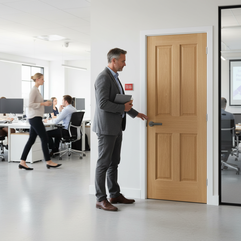 Premium Fully Finished Victorian Made-to-Measure FD30 Fire Door with Real Oak Veneer for Enhanced Safety and Elegance