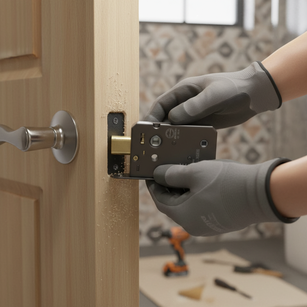 Premium 63mm (2.5'') CE Fire-Rated Bathroom Lock in Matt Black Finish for Enhanced Security and Modern Design