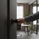 Round Reeded Mortice Fire Door Knob Set - Matt Black Finish