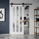 Internal Sliding Door Set with 3 Light Obscure Glass Design