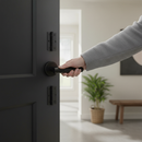 Matt Black Knurled Round Rose Lever Door Handle Set | Ergonomic Grip | Internal Doors