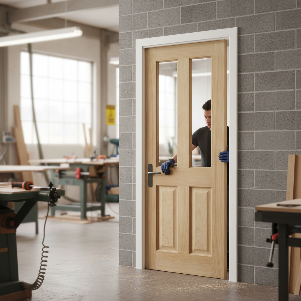 Premium Unfinished Internal Fire Door with 4 Unglazed Panes and FD30 Fire Resistance Rating for Enhanced Safety and Natural Light