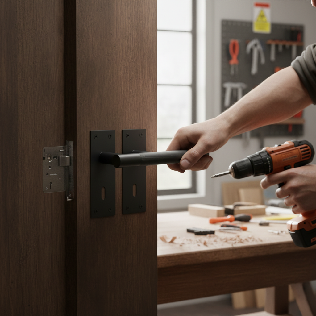 Sashlock Handle Set with Linear Lever on Backplate - Eleg...