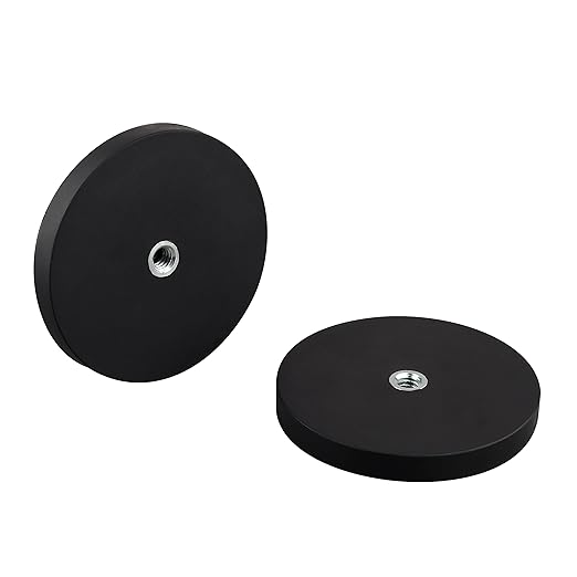 Black Neoprene 6mm Rubber Coated Magnets - Pack of 10