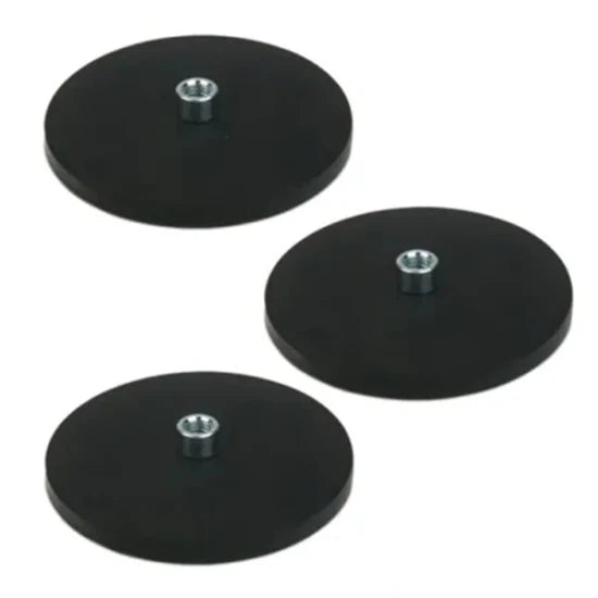 Pack of 10 Black Rubber-Coated Zinc Magnets - 43mm Diameter