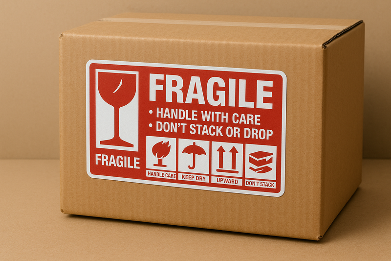 Premium Shipping Labels Bold Red Warning Stickers 250-Pack Roll Must-Have for Safe Delivery