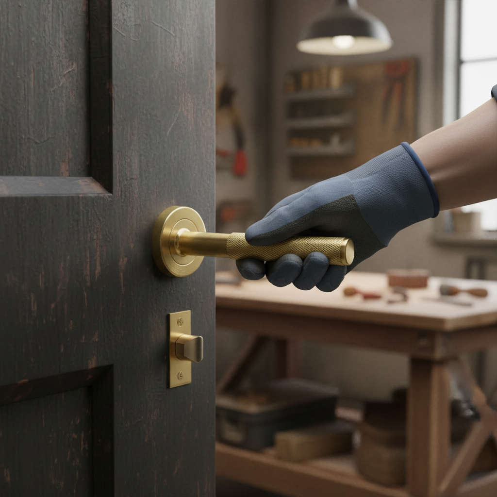 Knurled Round Rose Lever Door Handle Set