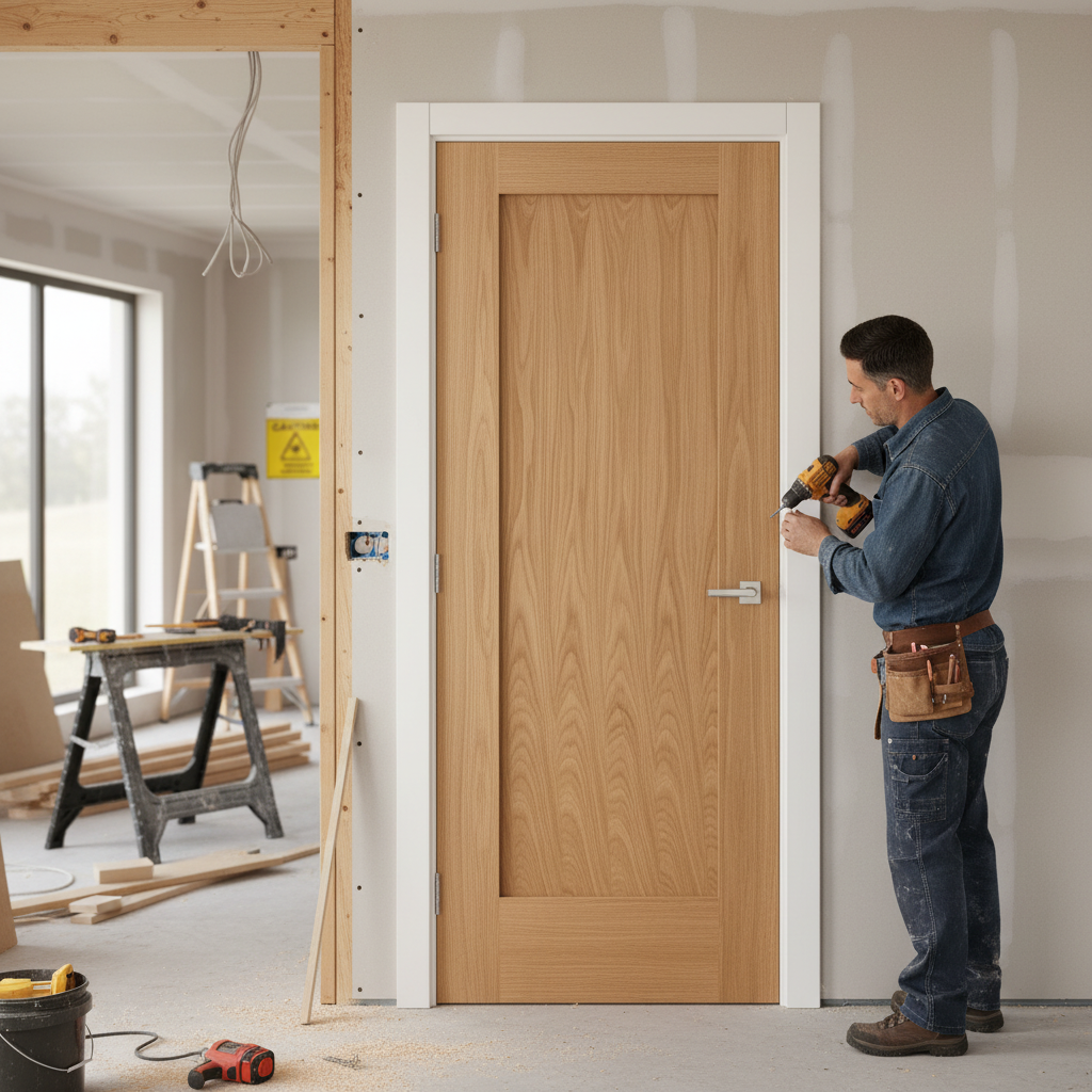 Premium Oak Internal Fully Finished Pattern 10 1 Panel Door with Minimalist Design and Durable Engineered Core