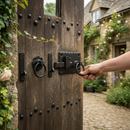 Premium Left Handed Cottage Door Hardware Kit with Handforged Design and Antique Black Beeswax Finish